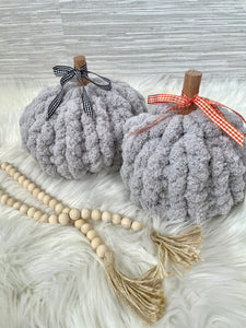 Light Gray chunky knit pumpkins