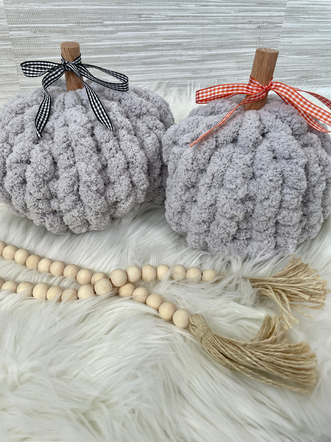 Light Gray chunky knit pumpkins