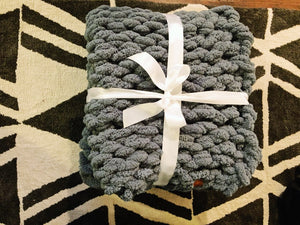 Chunky Knit Blanket in Dark Gray