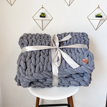 Load image into Gallery viewer, Chunky Knit Blanket in Dark Gray