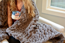 Load image into Gallery viewer, Chunky Knit Blanket in Dark Gray