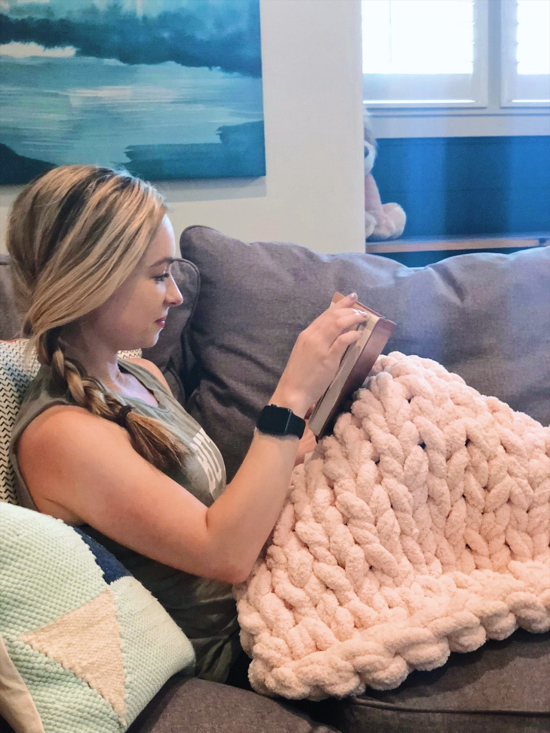 Chunky Knit Blanket in Pink – Comfy Sunday